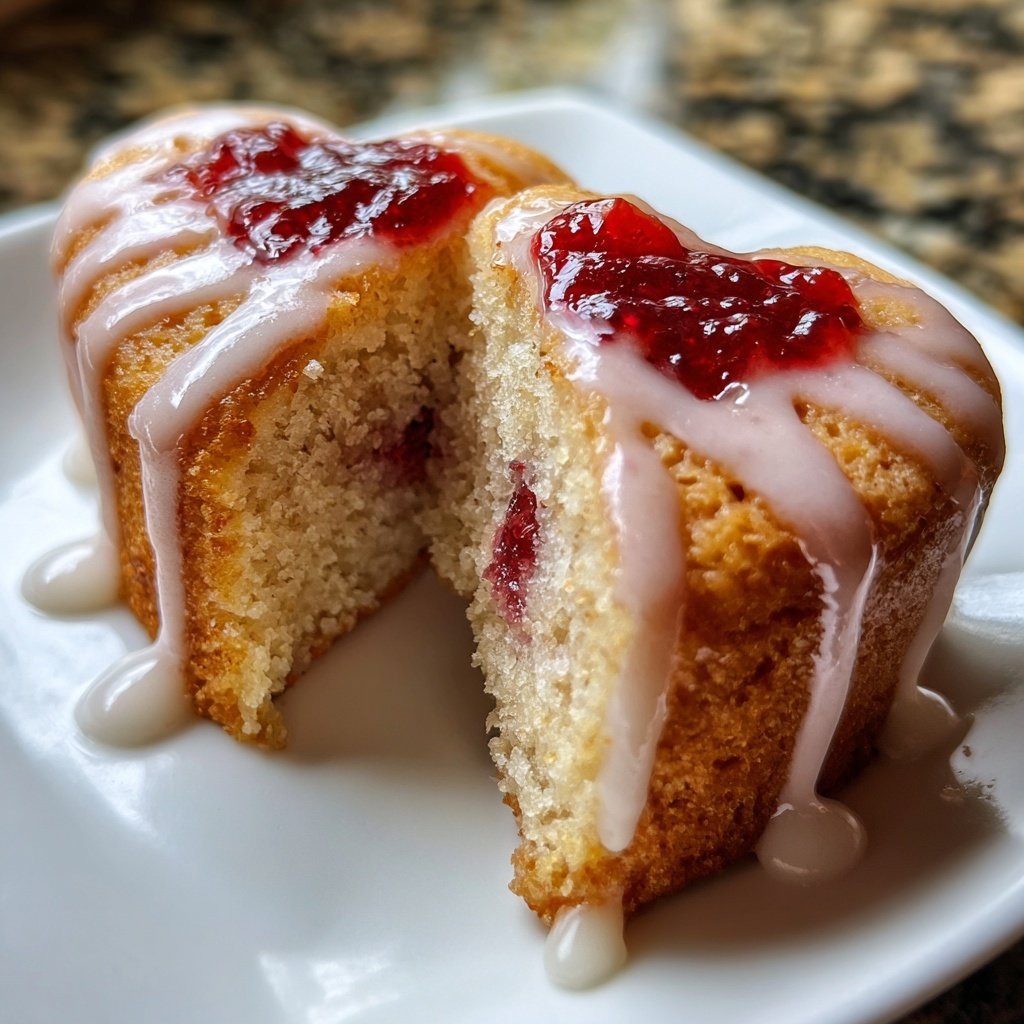 Mini Heart Cake with Strawberry Jam Center