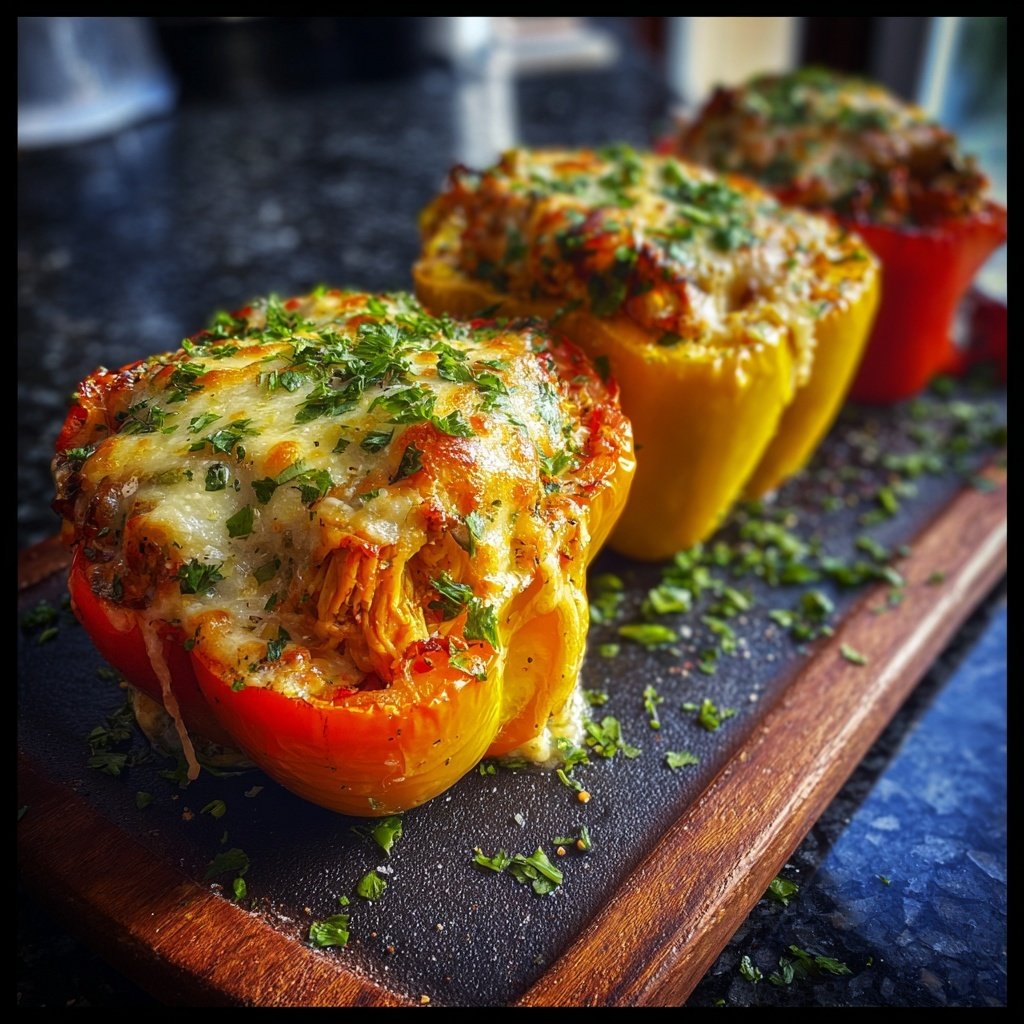 Shredded Chicken Stuffed Bell Peppers