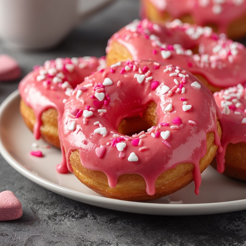 Valentine Donuts with Pink Glaze