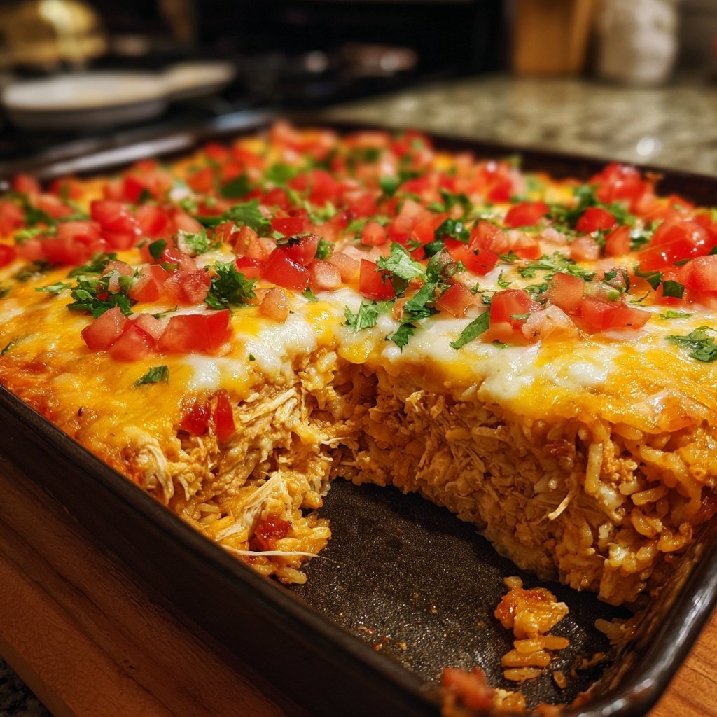 Shredded Chicken Mexican Rice Casserole