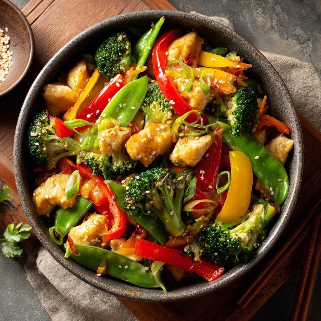 Healthy Chicken Vegetable Stir Fry Bowl