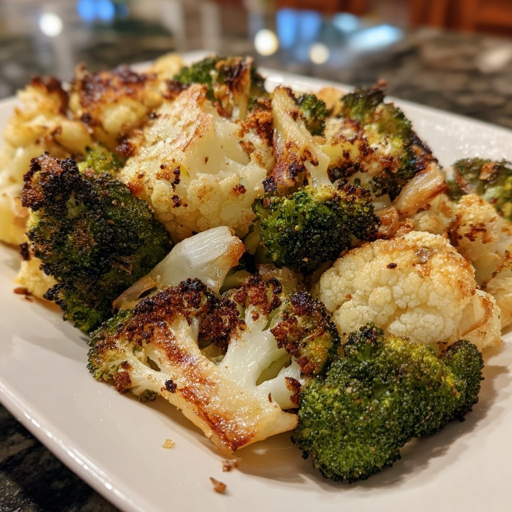 Roasted Broccoli And Cauliflower