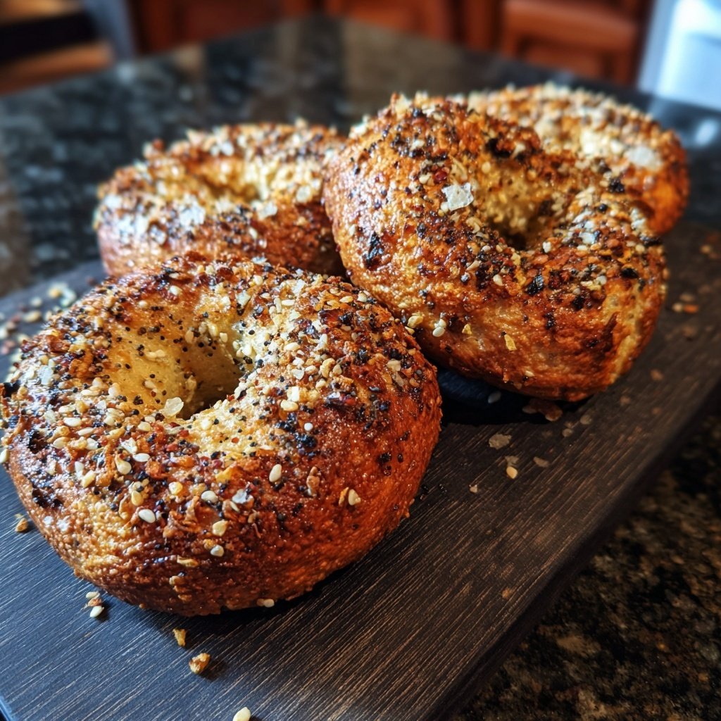 Protein Bagels With Seed Topping